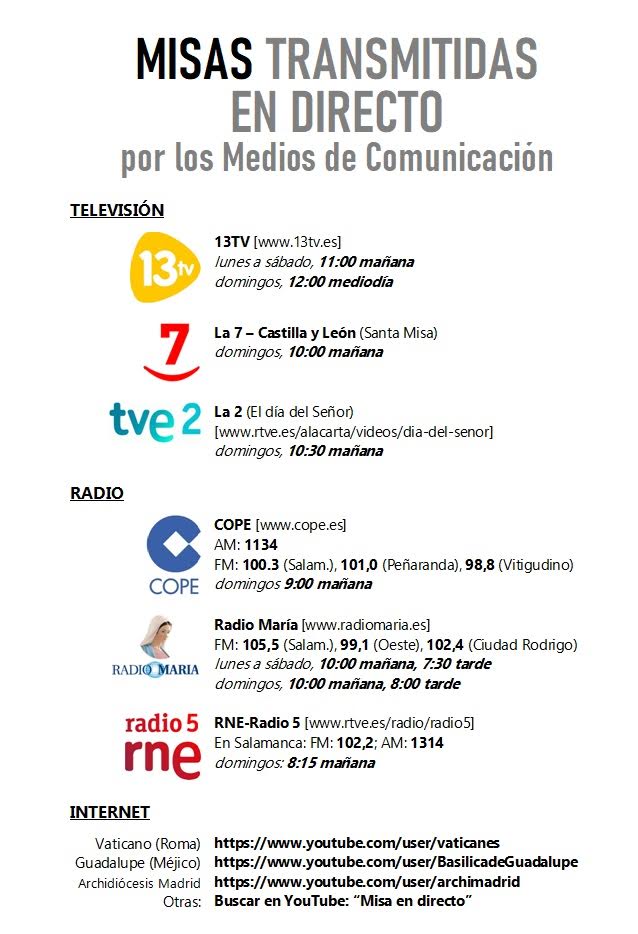Misas directo por radio y televisión Diócesis de Salamanca