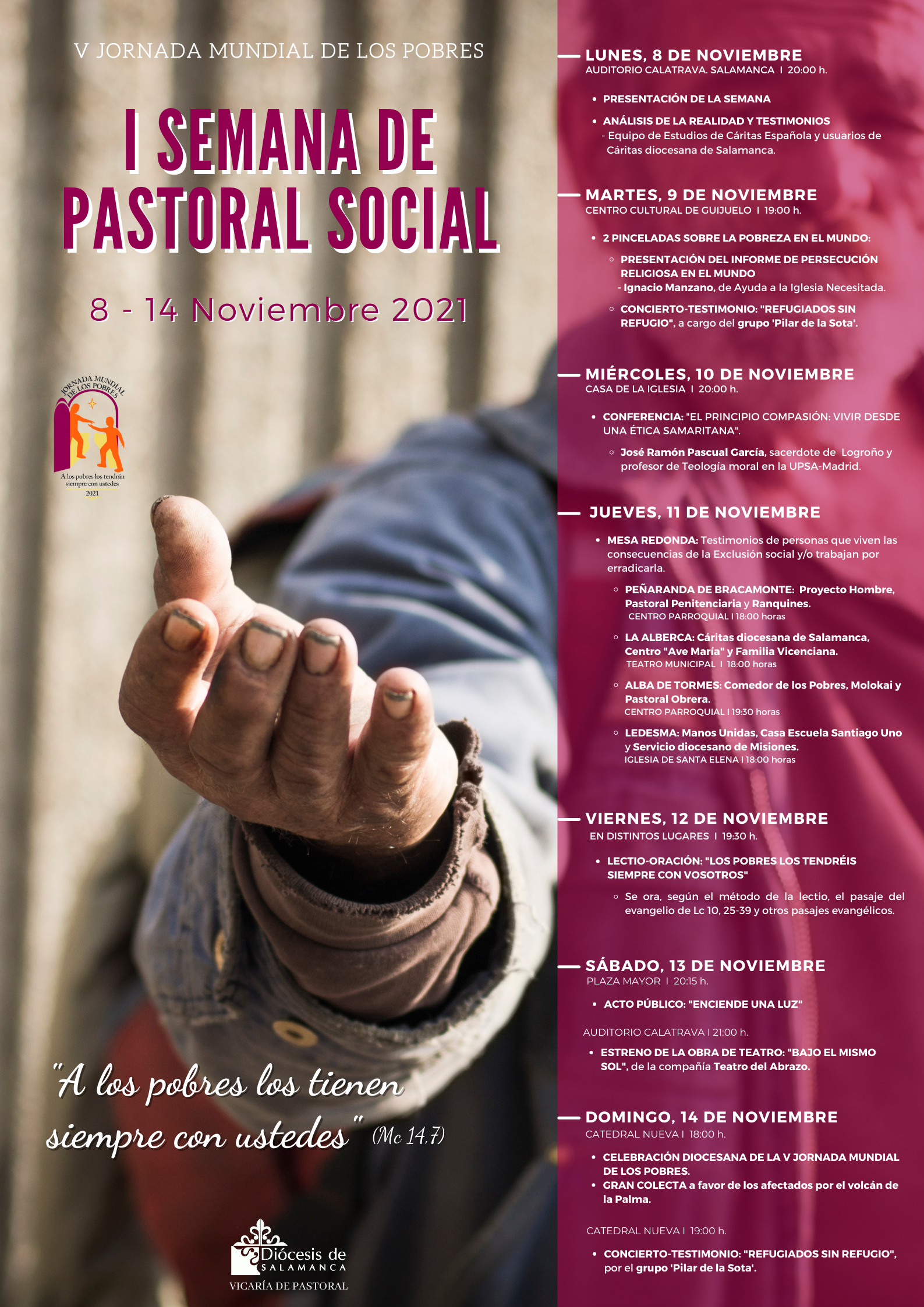 La primera Semana de Pastoral Social sitúa en el centro a los más  desfavorecidos de la sociedad - Diócesis de Salamanca